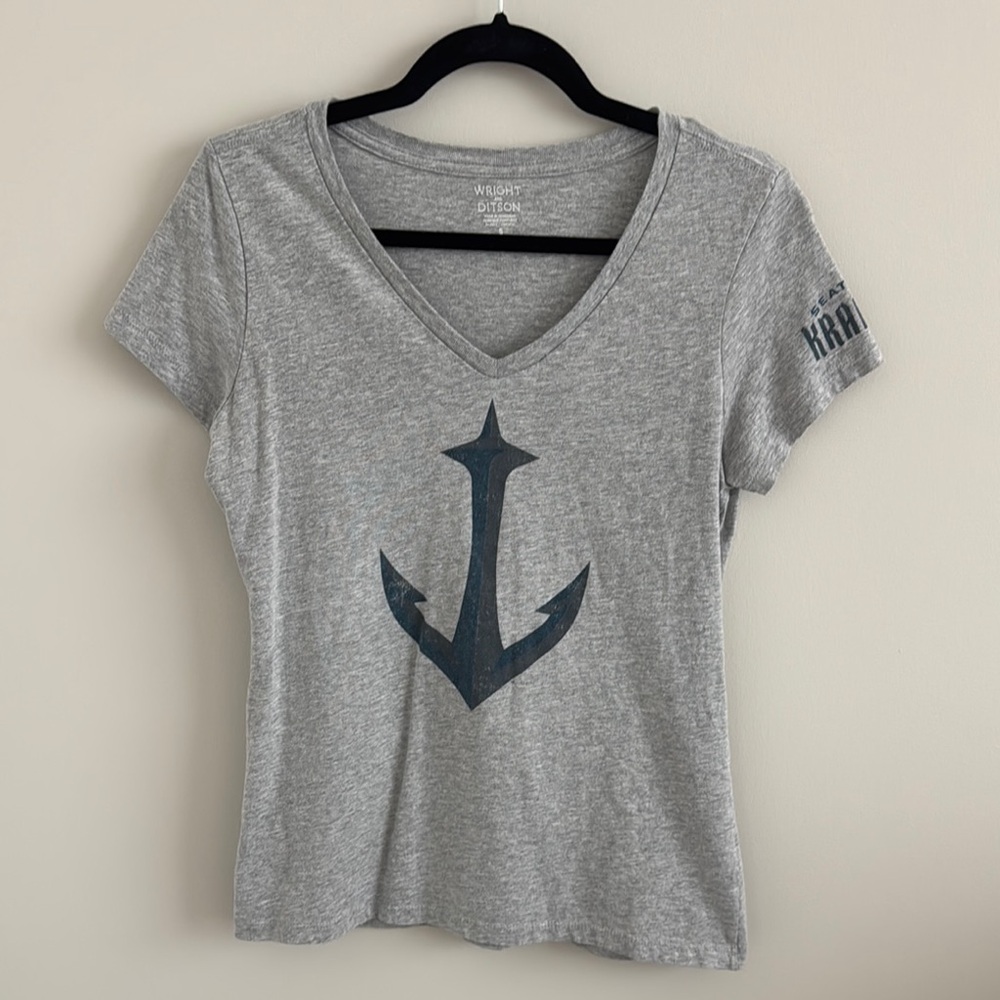 Seattle Kraken Anchor V-neck Graphic Tee